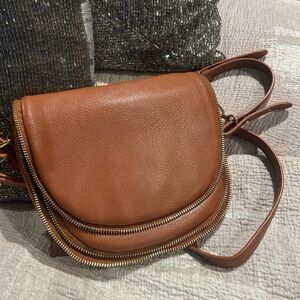 Badgley Mischka Tan Leather Crossbody Bag